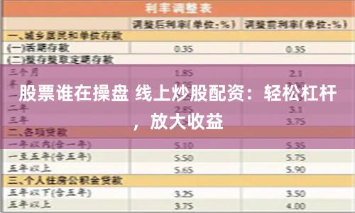 股票谁在操盘 线上炒股配资：轻松杠杆，放大收益